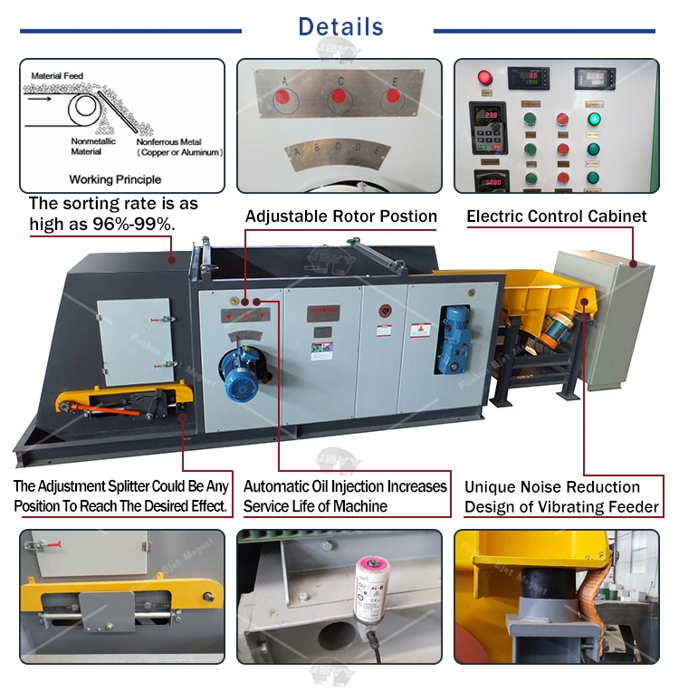 Eddy Current Separator Fines Waste Recycling Aluminum Plastic Waste Separating Machine Battery Zorba Aluminum Scrap